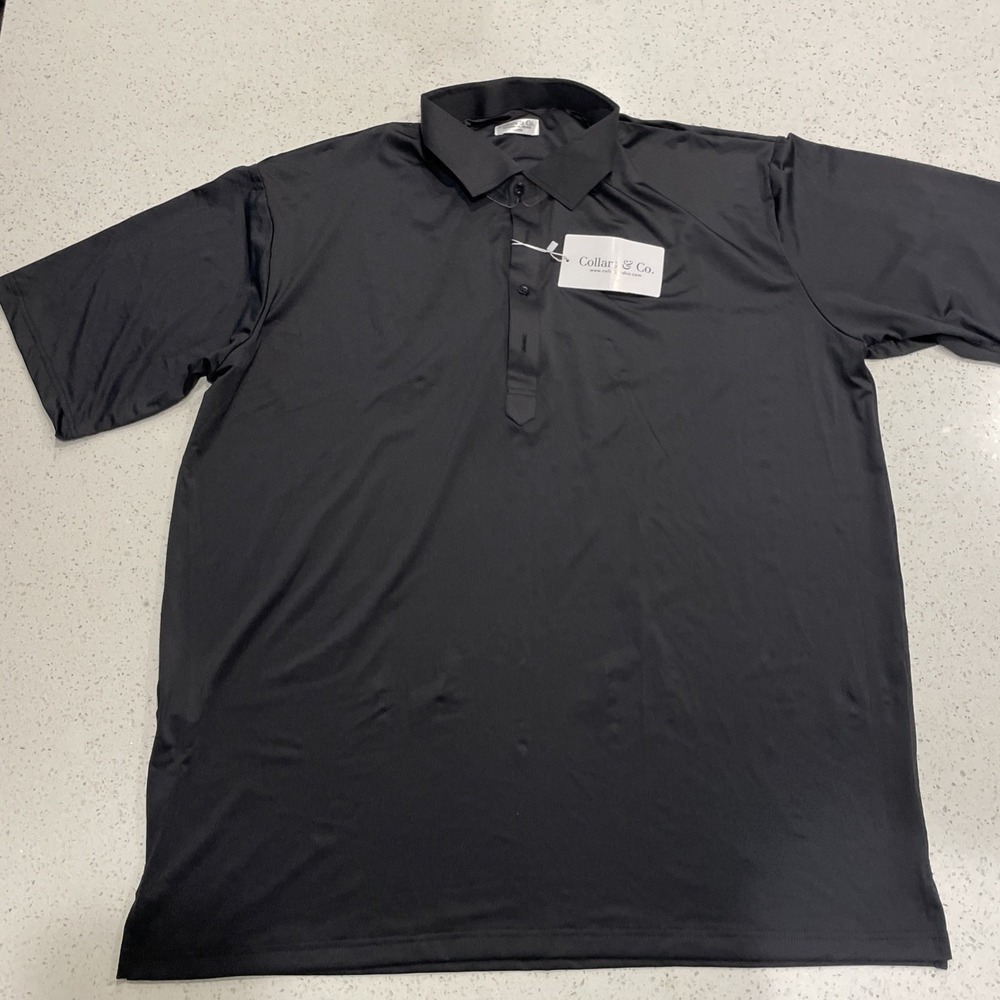 Collars and Co. Mens Polo Solid Black Featherweight Relaxed XXL NWT